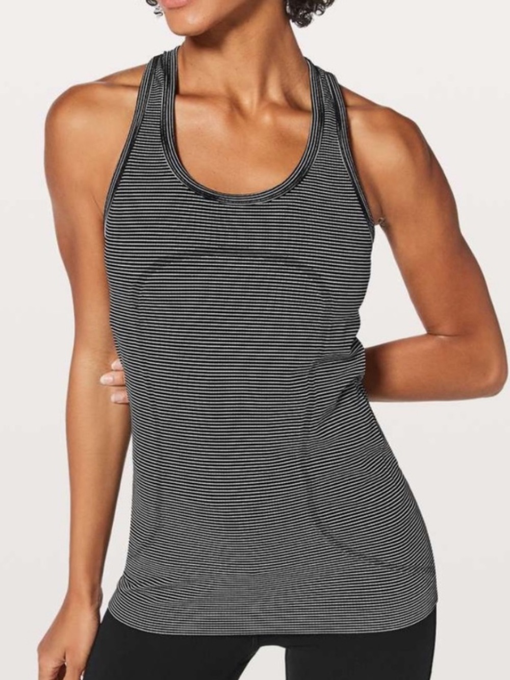 Lululemon Swiftly Tech Racerback Tank Top Black White Stripe 10